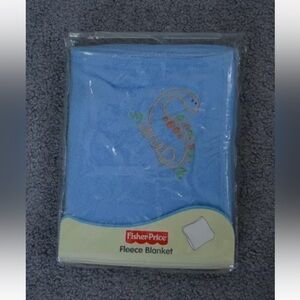 Fisher Price Blue Dinosaur Fleece Baby Blanket Orange Green